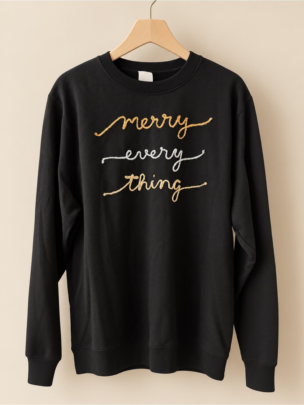 Celebrate It Black Crewneck Women Sweater with Gold & Silver ✨